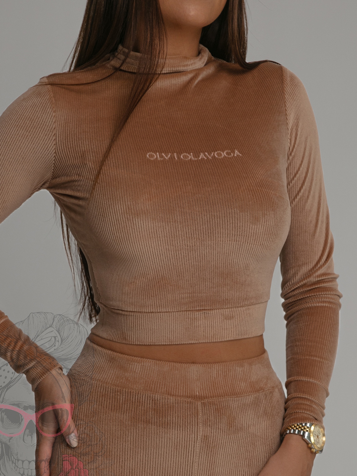 Komplet welurowy Anaya Ola Voga camel