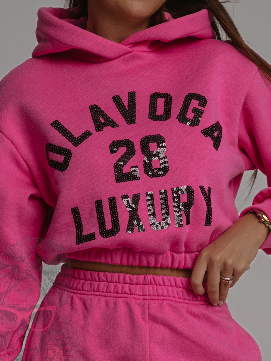 Komplet dresowy O'la Voga Black Bling różowy Barbie