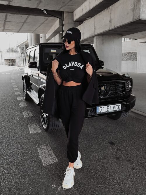 T-shirt bawełniany z aplikacją Calcio Ola Voga czarny