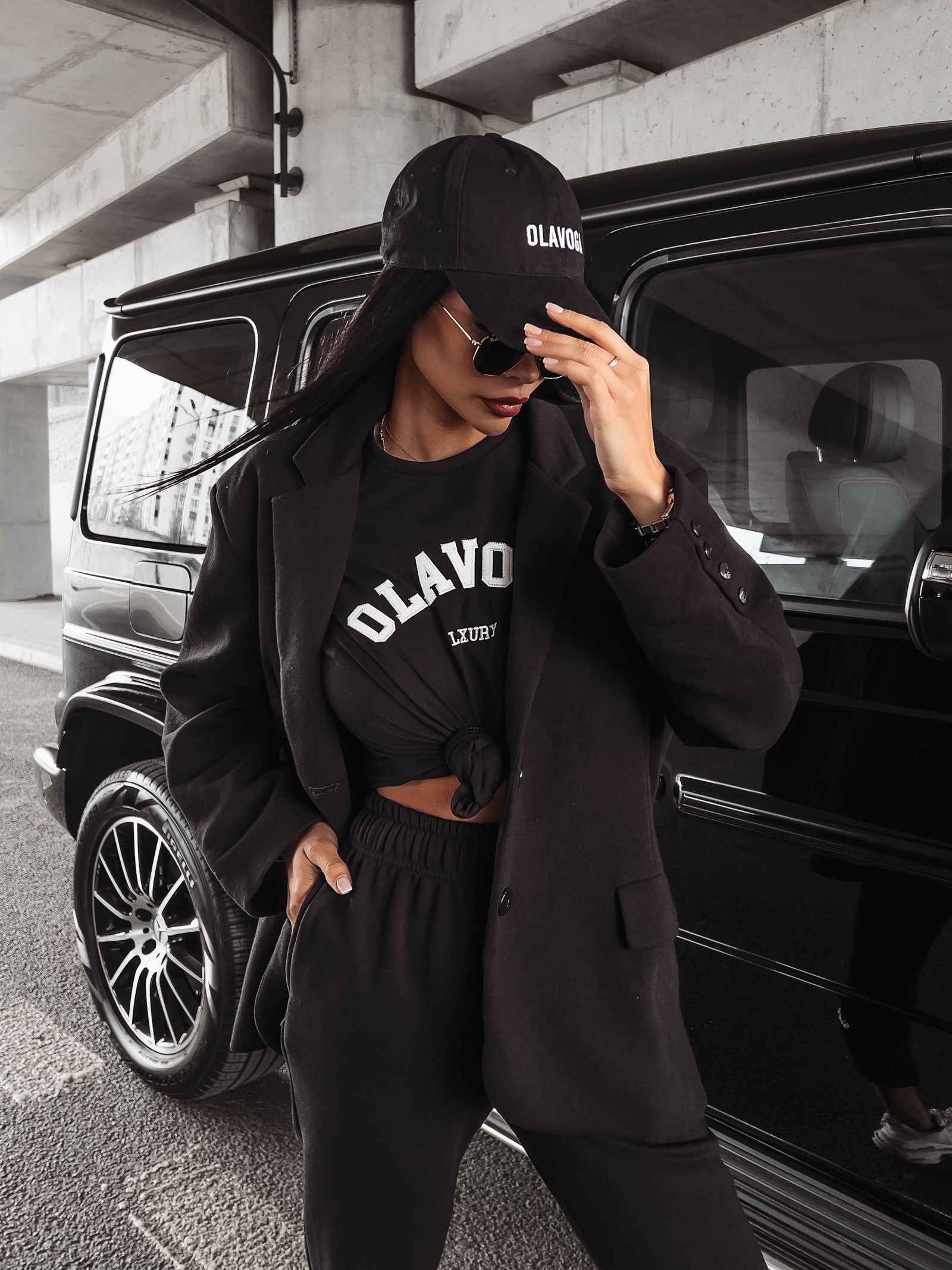 T-shirt bawełniany z aplikacją Calcio Ola Voga czarny