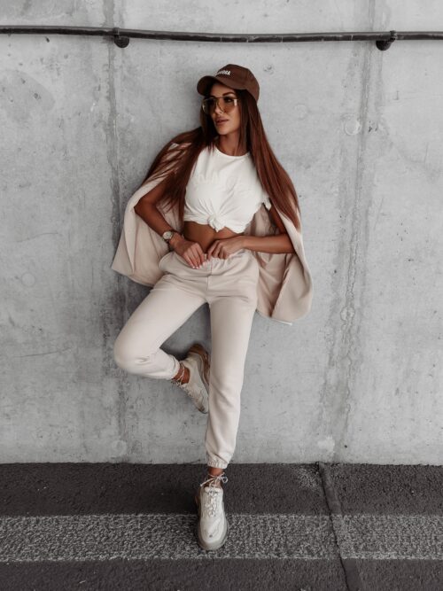 T-shirt bawełniany z aplikacją Calcio Ola Voga ecru