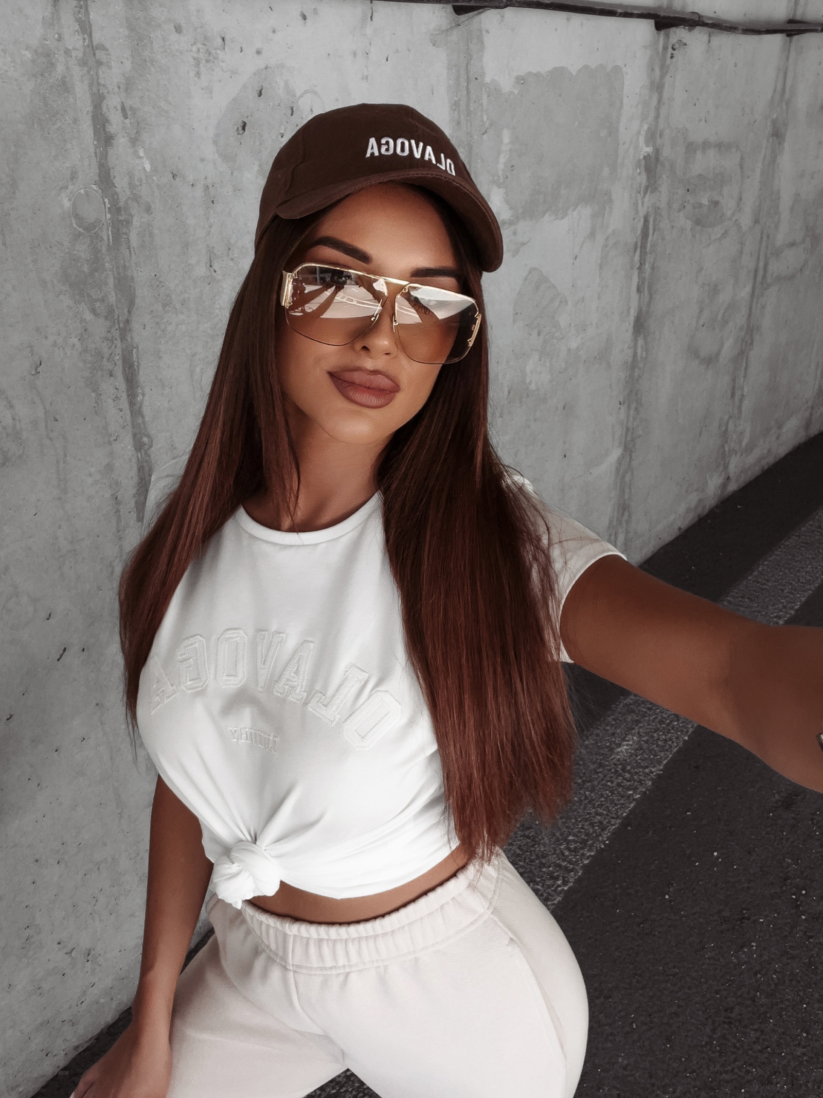 T-shirt bawełniany z aplikacją Calcio Ola Voga ecru