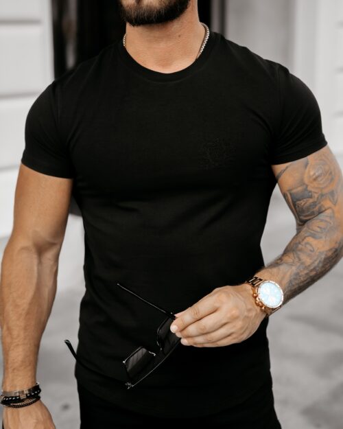 T-shirt bawełniany męski slim fit Cameo Ola Voga czarny