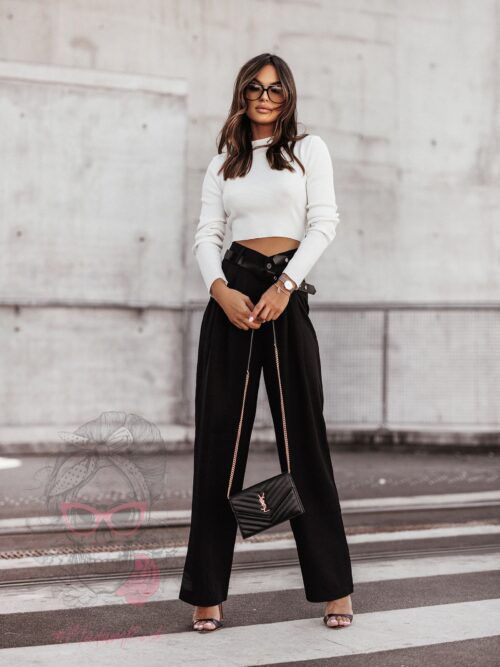 Spodnie eleganckie z paskiem Cante czarne