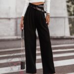 Spodnie eleganckie z paskiem Cante czarne