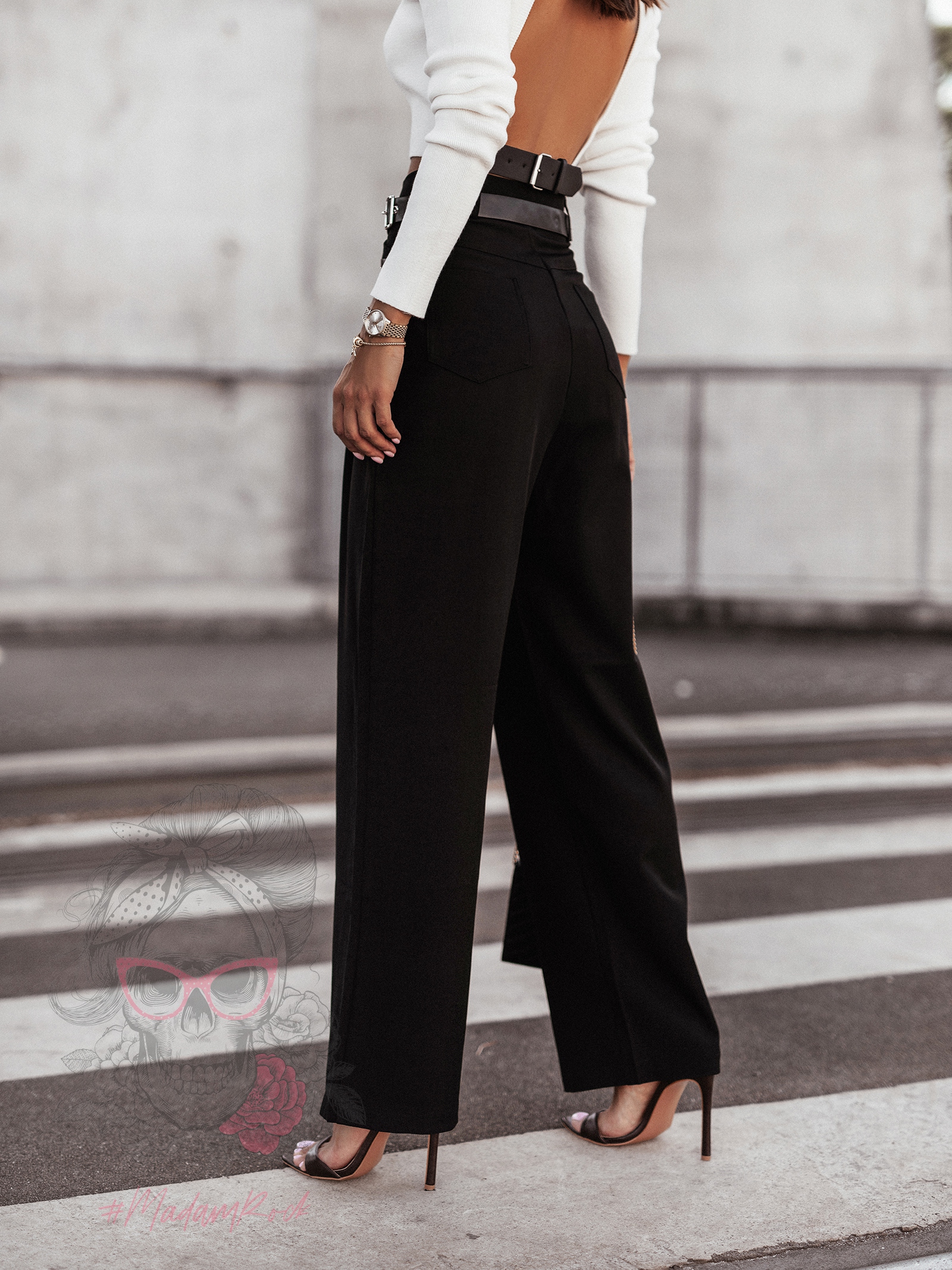 Spodnie eleganckie z paskiem Cante czarne Spodnie eleganckie z paskiem Cante czarne