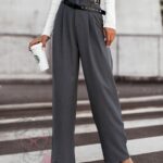 Spodnie eleganckie z paskiem Cante szare