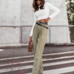 Spodnie eleganckie z paskiem Cante khaki