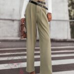 Spodnie eleganckie z paskiem Cante khaki