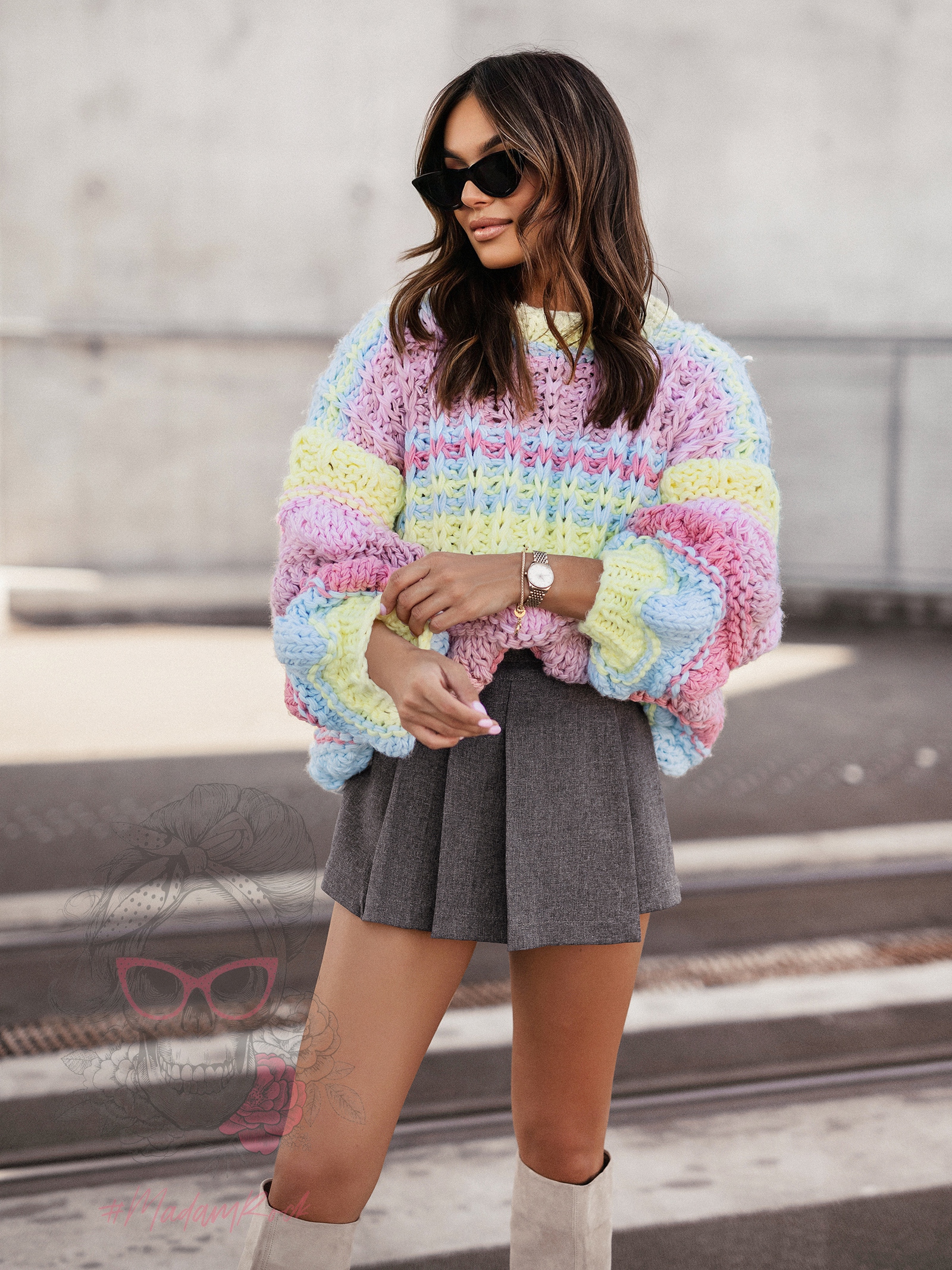 Sweter handmade Catalys pastelowy różowy