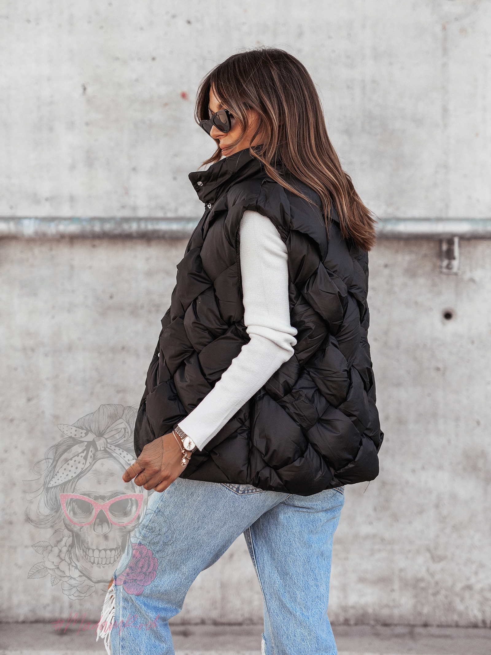 Kamizelka pleciona Hild czarna