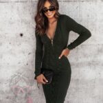 Sukienka sweterkowa Brass butelkowa zieleń