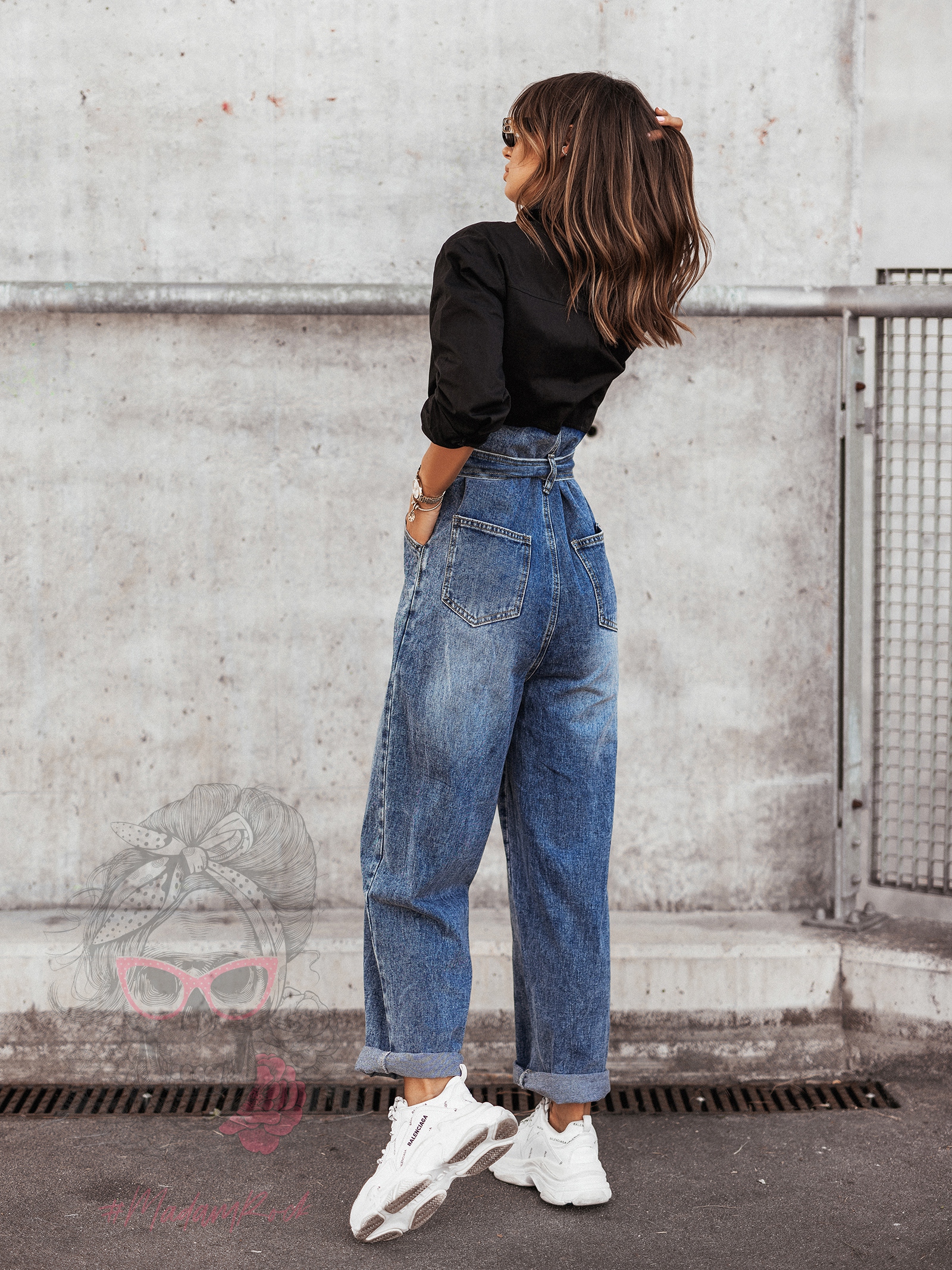 Kombinezon - jeansy + koszula Robi czarny