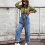 Kombinezon - jeansy + koszula Robi khaki