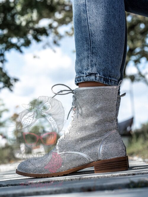 Botki z cyrkoniami Madam Flesh srebrne