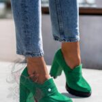 -WYPRZEDANE- Mokasyny na słupku Madam Mollo zielone