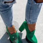 -WYPRZEDANE- Mokasyny na słupku Madam Mollo zielone