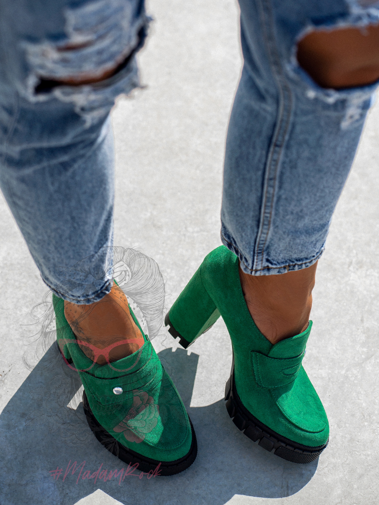 -WYPRZEDANE- Mokasyny na słupku Madam Mollo zielone -WYPRZEDANE- Mokasyny na słupku Madam Mollo zielone