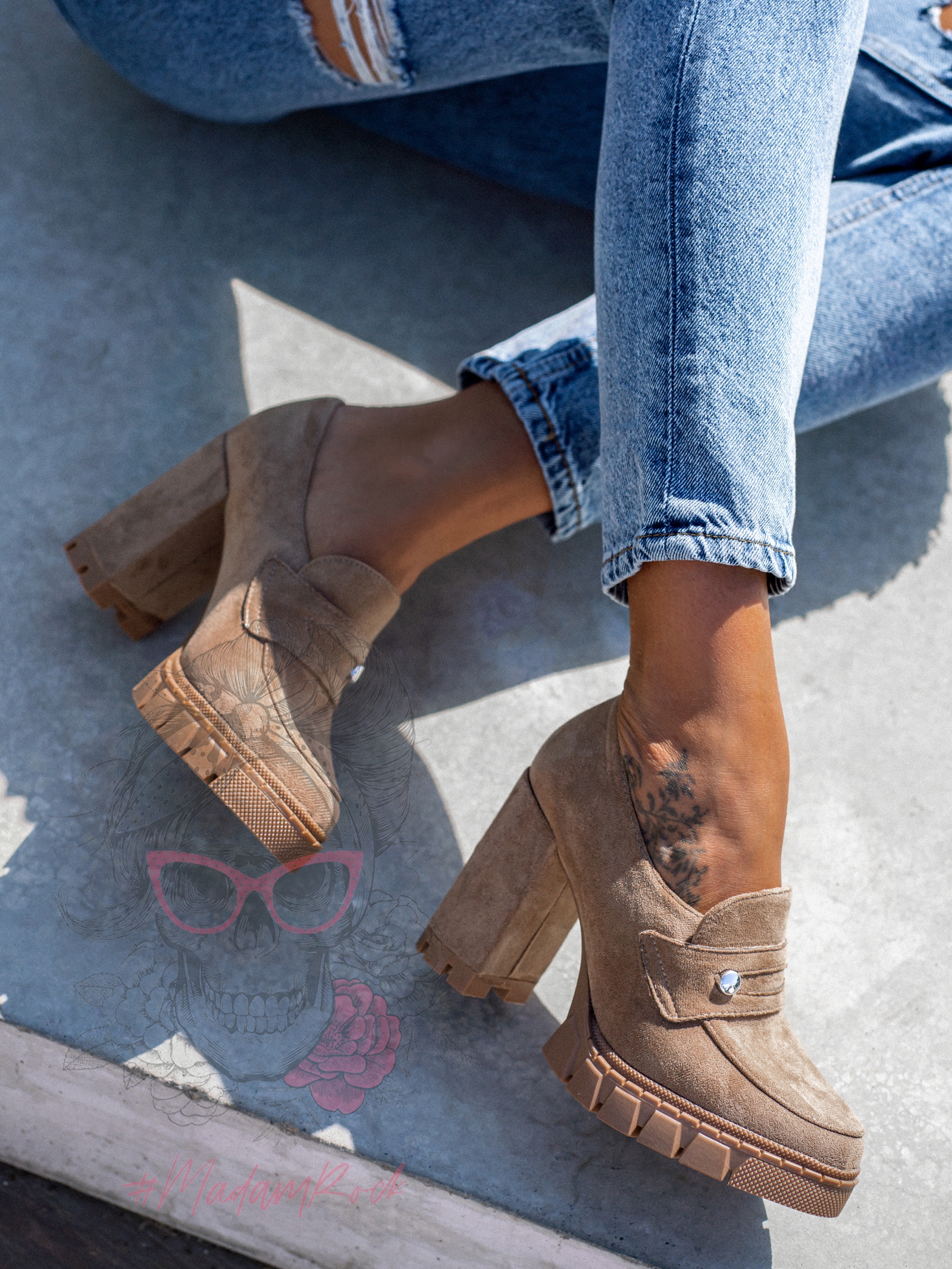 Mokasyny na słupku Madam Mollo cappuccino Mokasyny na słupku Madam Mollo cappuccino