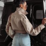 Kurtka ramoneska z ekoskóry Celestia Ola Voga beżowa