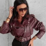 Kurtka ramoneska z ekoskóry Celestia Ola Voga bordowa