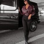 Kurtka ramoneska z ekoskóry Celestia Ola Voga bordowa