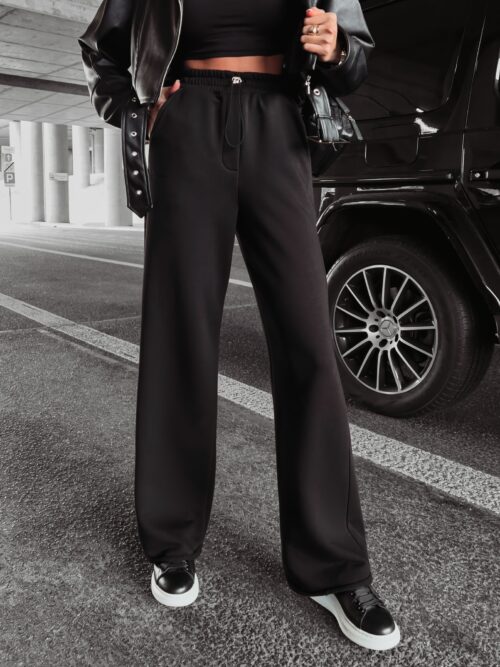 Spodnie dzwony dresowe Irma Ola Voga czarne