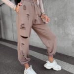 Spodnie dresowe z przetarciami Francis Ola Voga latte