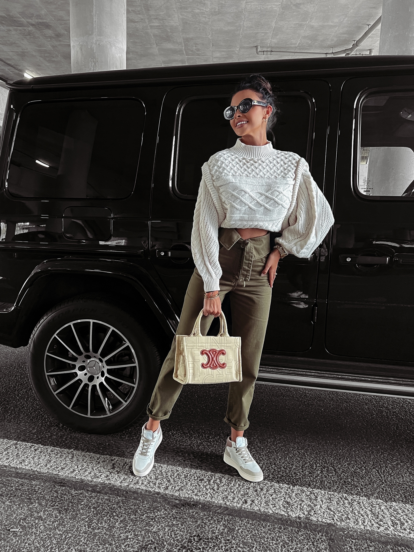 Spodnie z wysokim stanem Giola Ola Voga khaki Spodnie z wysokim stanem Giola Ola Voga khaki