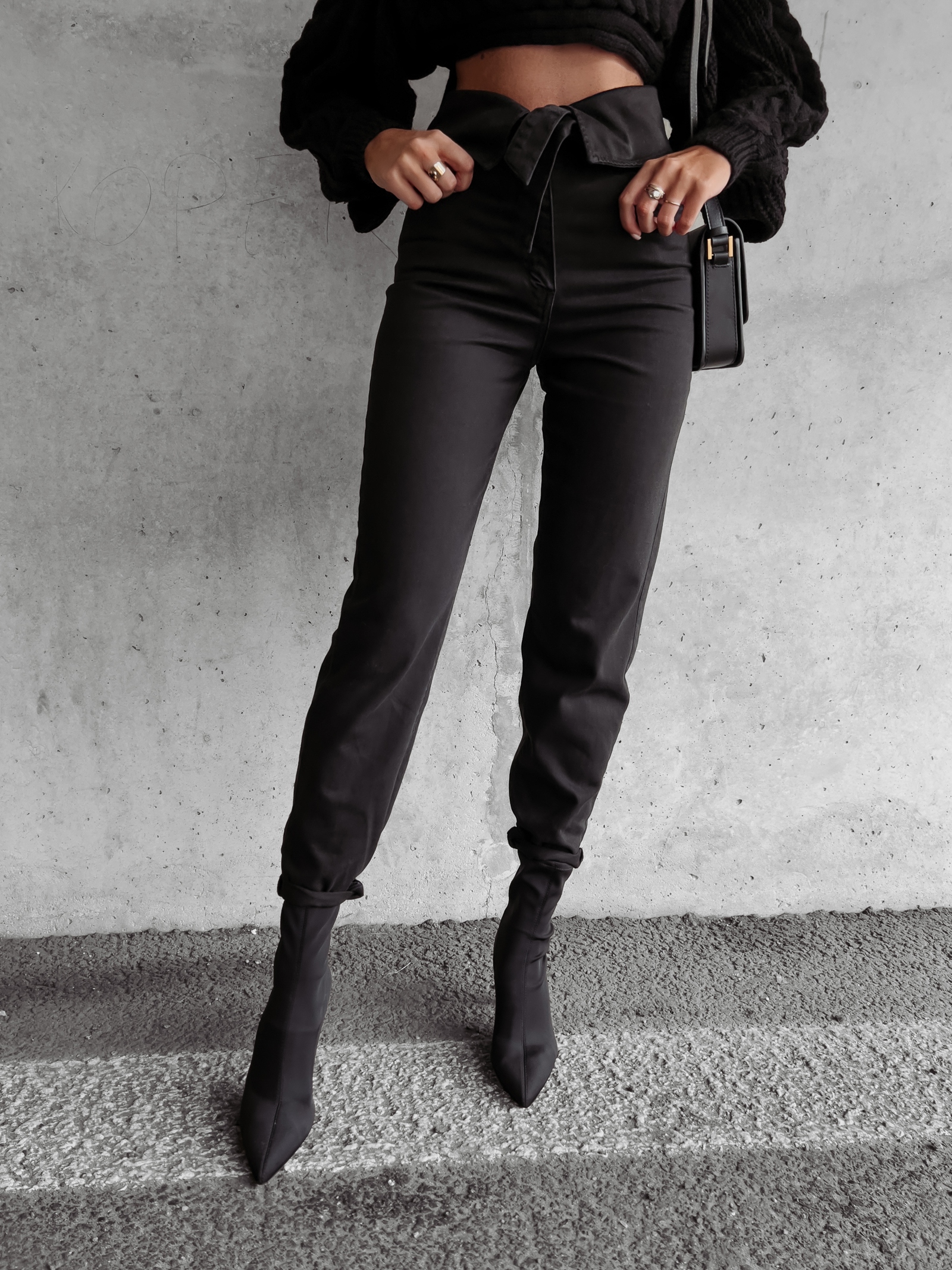 Spodnie z wysokim stanem Giola Ola Voga czarne Spodnie z wysokim stanem Giola Ola Voga czarne