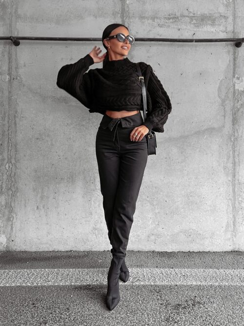 Spodnie z wysokim stanem Giola Ola Voga czarne