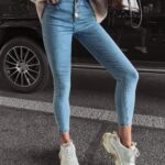 Spodnie jeansowe skinny Elma Ola Voga niebieskie