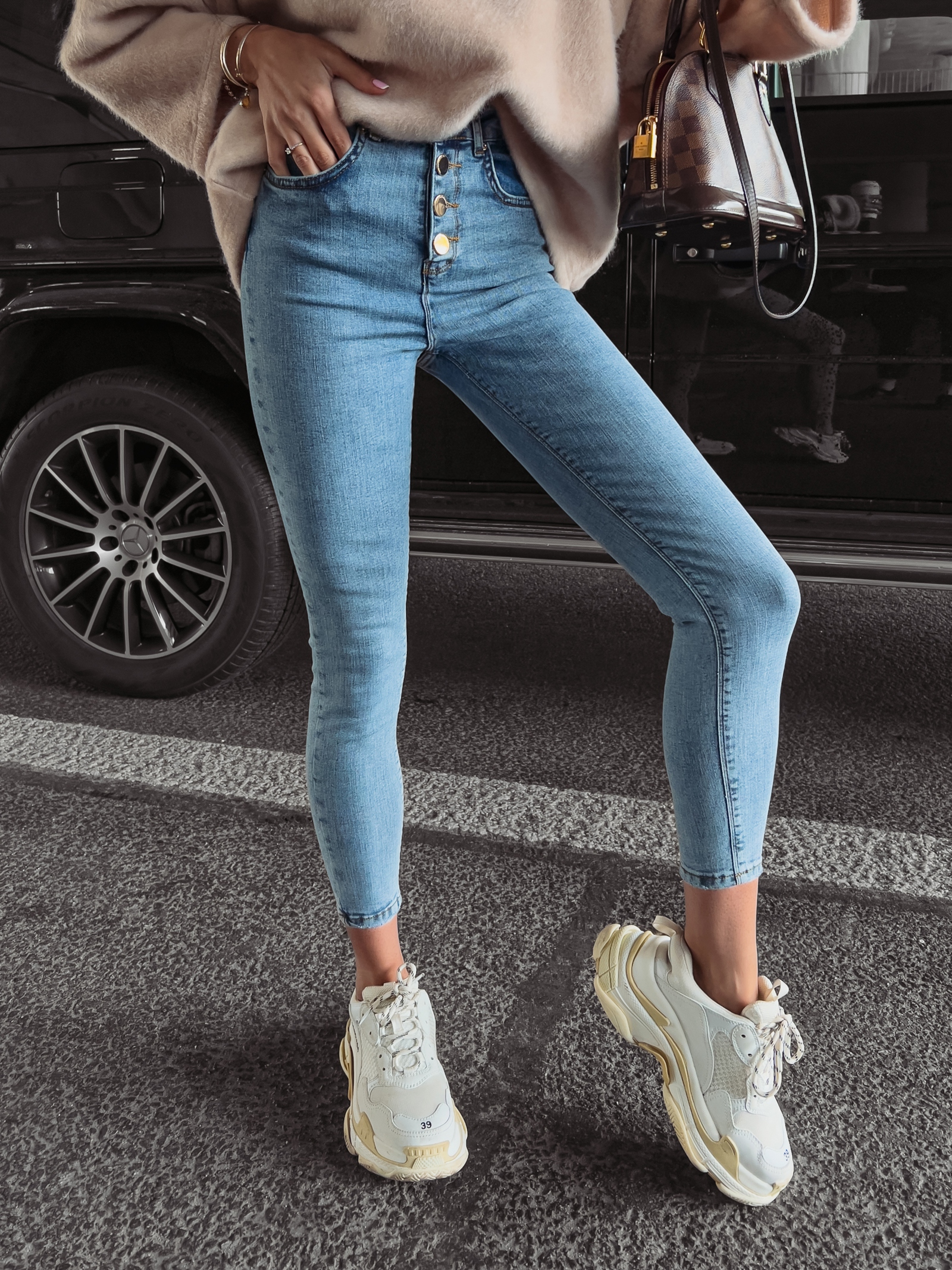 Spodnie jeansowe skinny Elma Ola Voga niebieskie