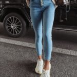 Spodnie jeansowe skinny Elma Ola Voga niebieskie