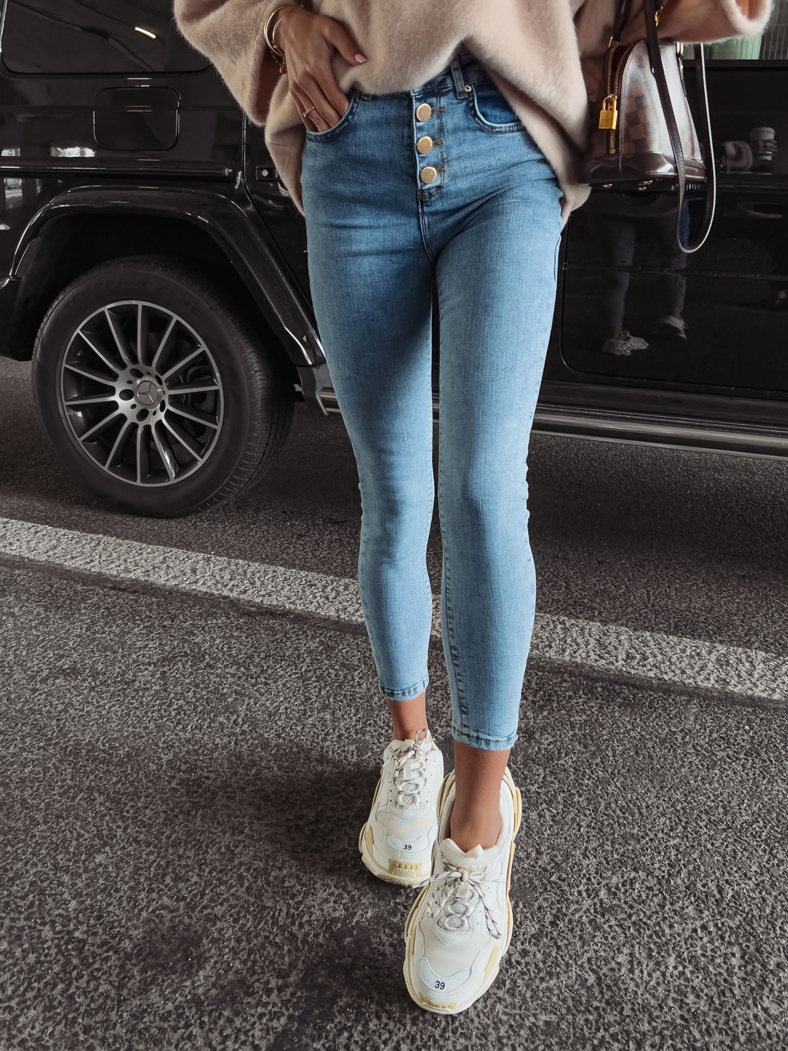 Spodnie jeansowe skinny Elma Ola Voga niebieskie