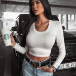 Bluzka gładka dopasowana Aura Ola Voga ecru