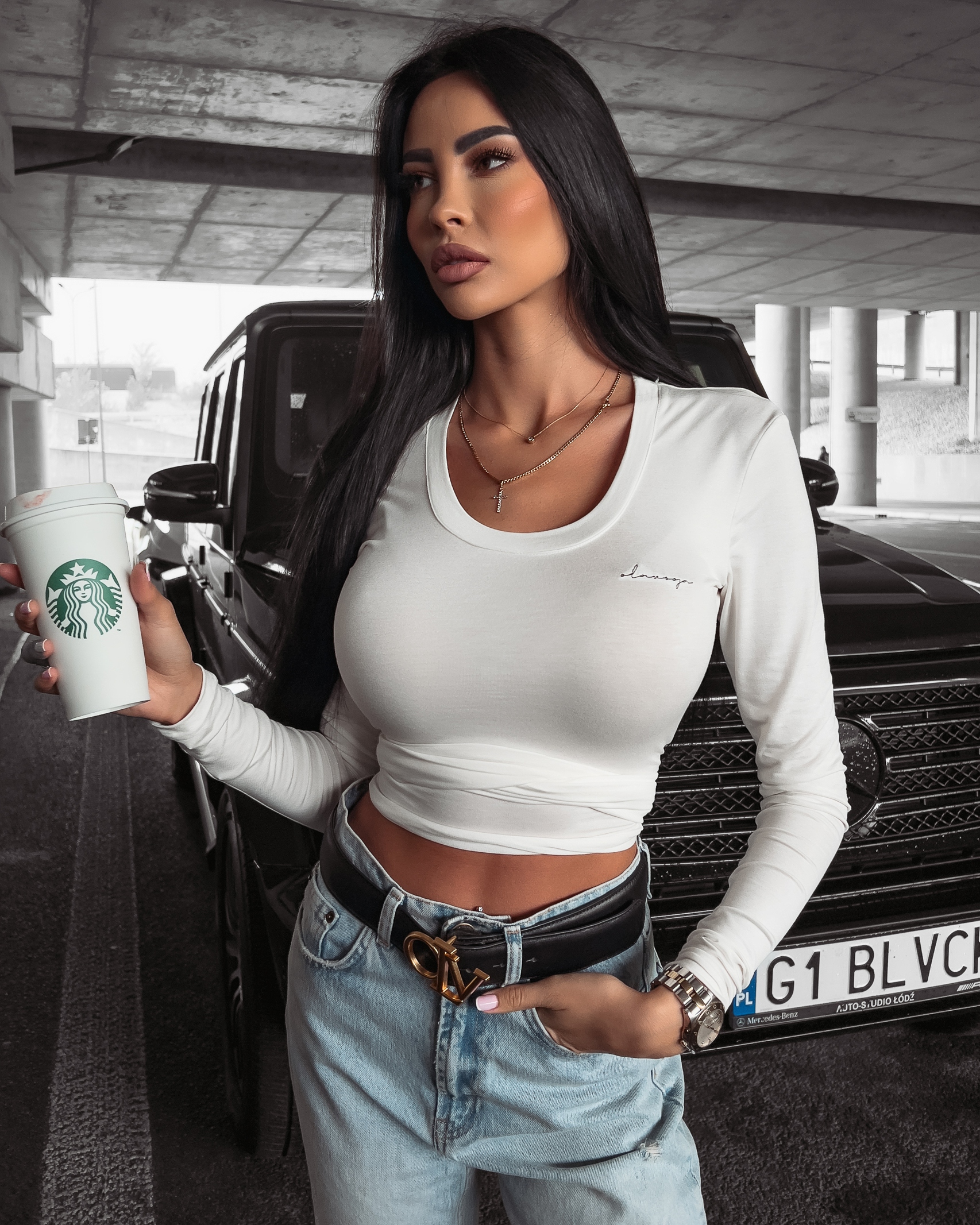 Bluzka gładka dopasowana Aura Ola Voga ecru Bluzka gładka dopasowana Aura Ola Voga ecru