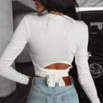 Bluzka gładka dopasowana Aura Ola Voga ecru