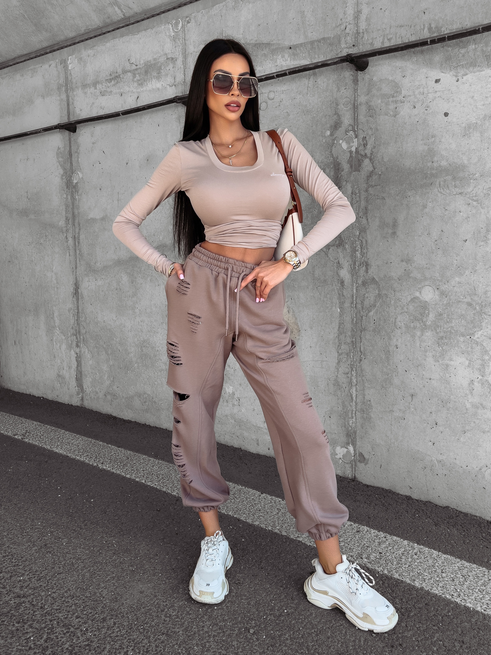 Bluzka gładka dopasowana Aura Ola Voga beżowa Bluzka gładka dopasowana Aura Ola Voga beżowa