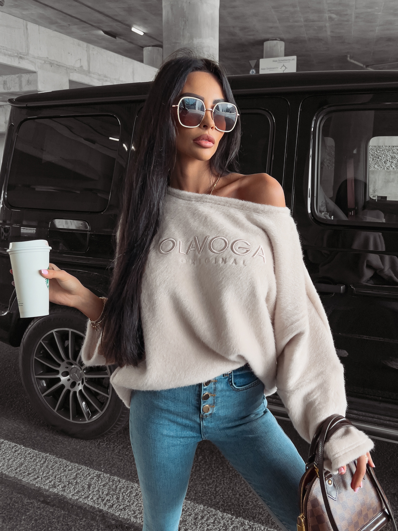 Bluza ocieplana oversize Elza Ola Voga ecru