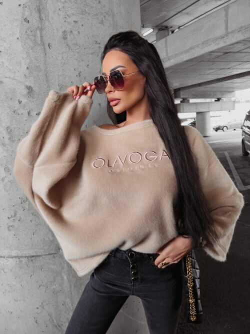 Bluza ocieplana oversize Elza Ola Voga beżowa