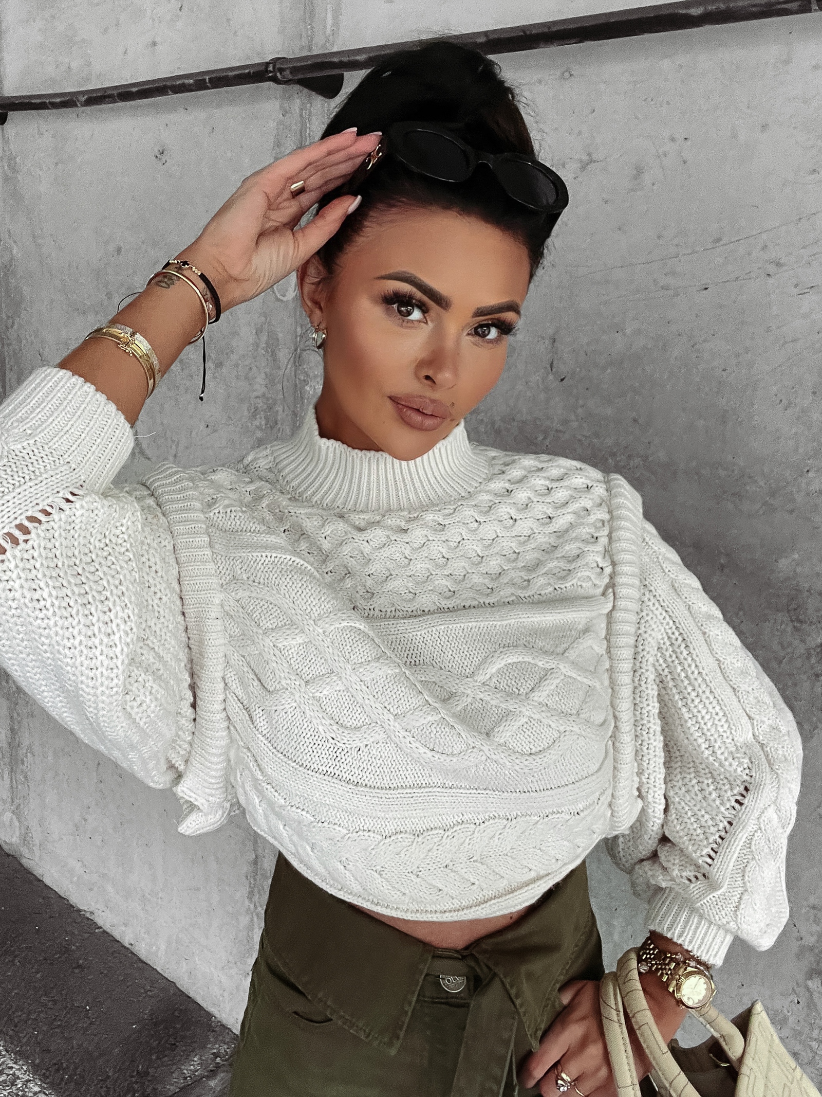 Sweter z półgolfem Oslo Ola Voga ecru