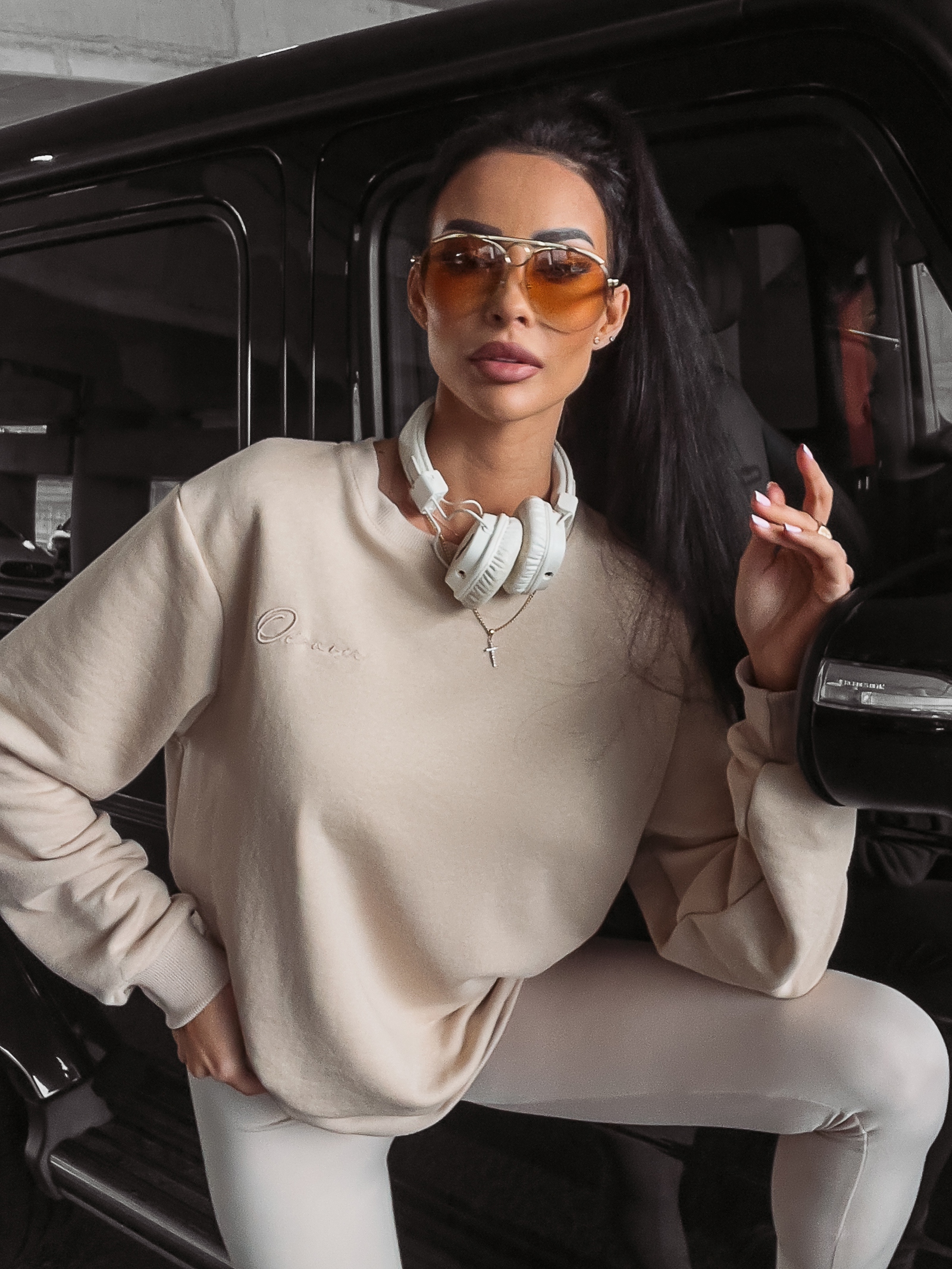 Bluza dresowa gładka Betsy Ola Voga beżowa