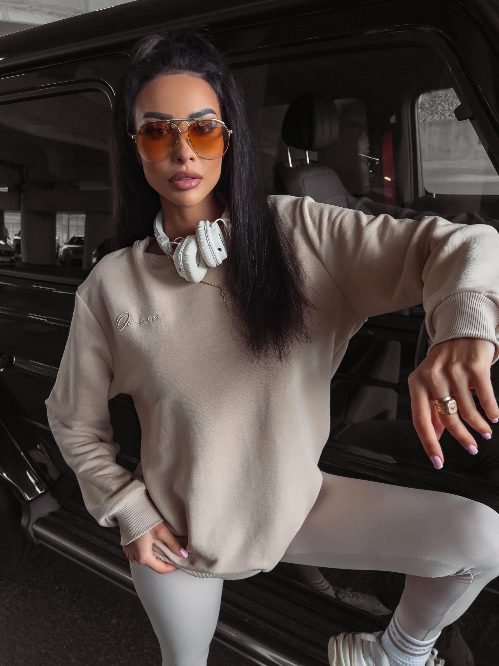 Bluza dresowa gładka Betsy Ola Voga beżowa