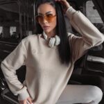 Bluza dresowa gładka Betsy Ola Voga beżowa