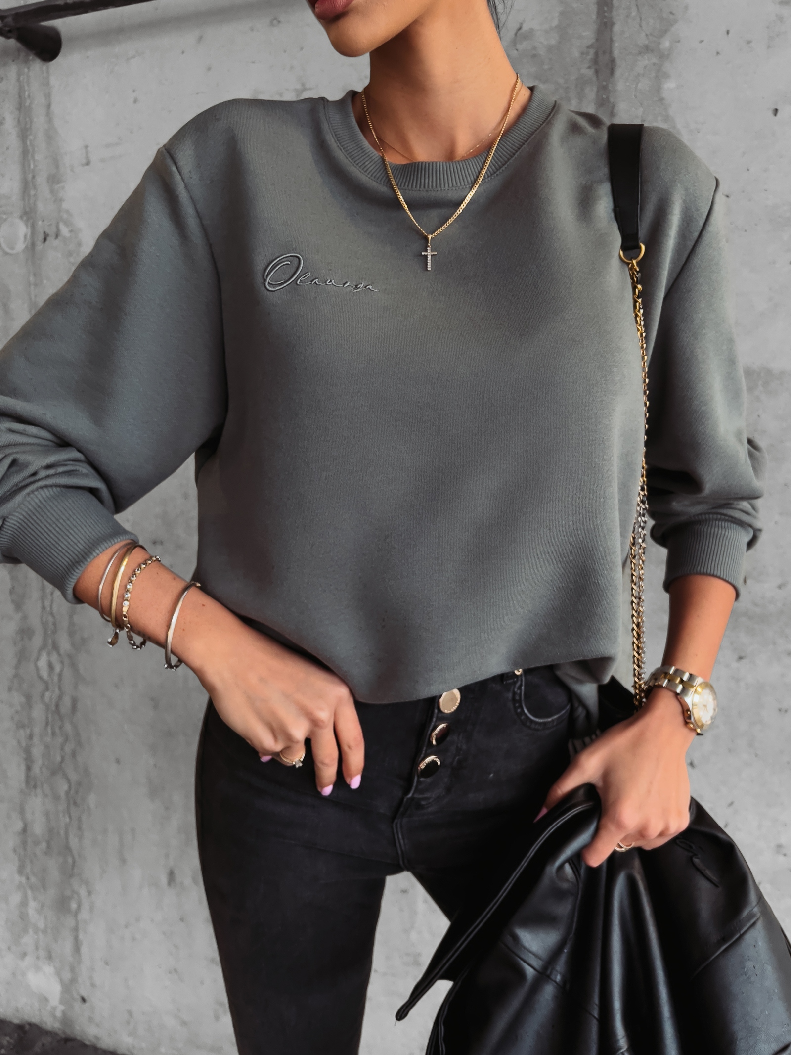 Bluza dresowa gładka Betsy Ola Voga szara Bluza dresowa gładka Betsy Ola Voga szara