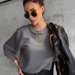 Bluza dresowa gładka Betsy Ola Voga szara