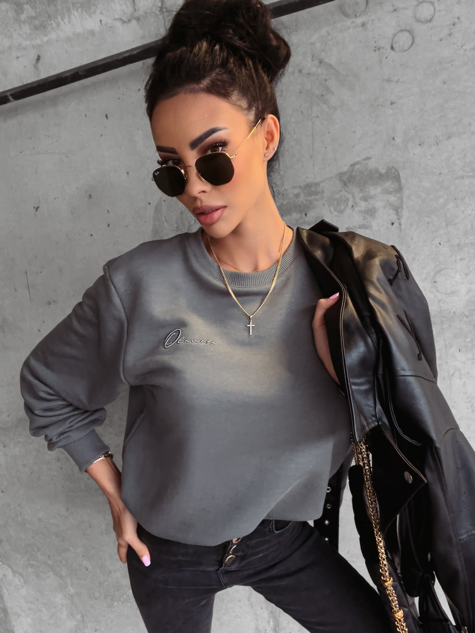 Bluza dresowa gładka Betsy Ola Voga szara Bluza dresowa gładka Betsy Ola Voga szara