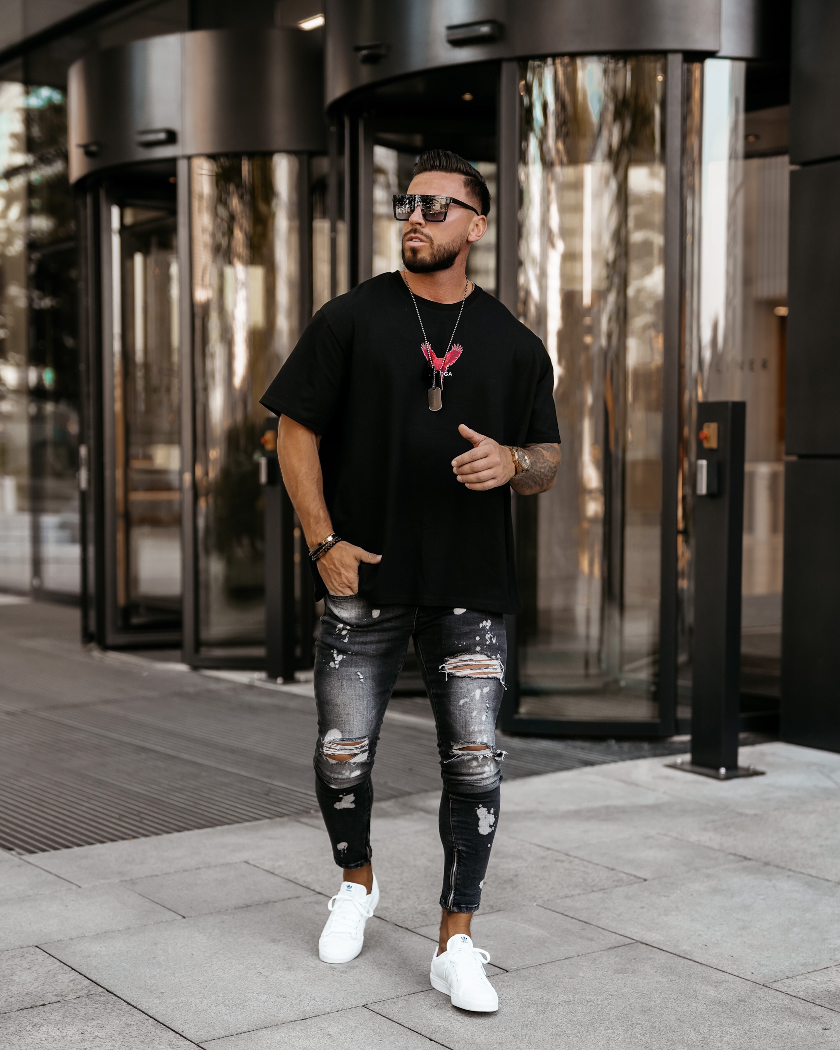 T-shirt męski oversize Hawks Ola Voga czarny