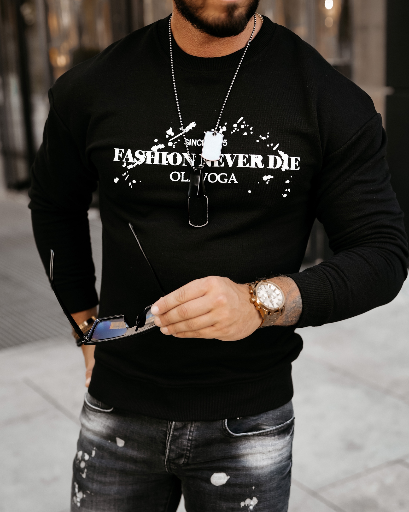 Bluza męska z nadrukiem Emil Ola Voga czarna